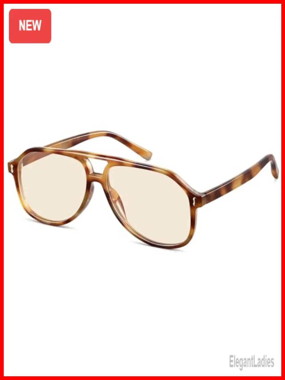 Oversized Retro Square Sunglasses with Double Bridge Thick Frame
